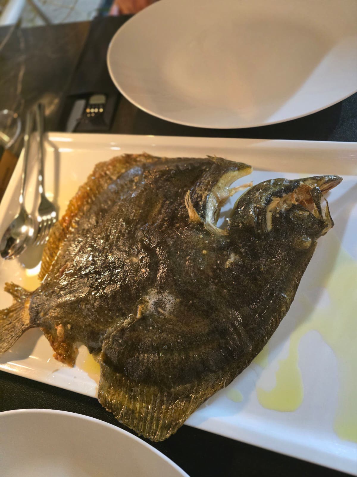Riba s roštilja – Oli Mare Poreč Cijeli list (oval) s roštilja s maslinovim uljem – riblji specijalitet Oli Mare Poreč | grilled whole turbot fish Istria